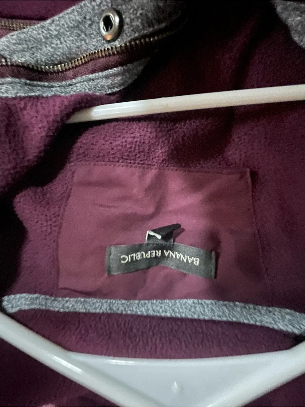 Banana Republic Plum Fleece Snap-Front Pullover
